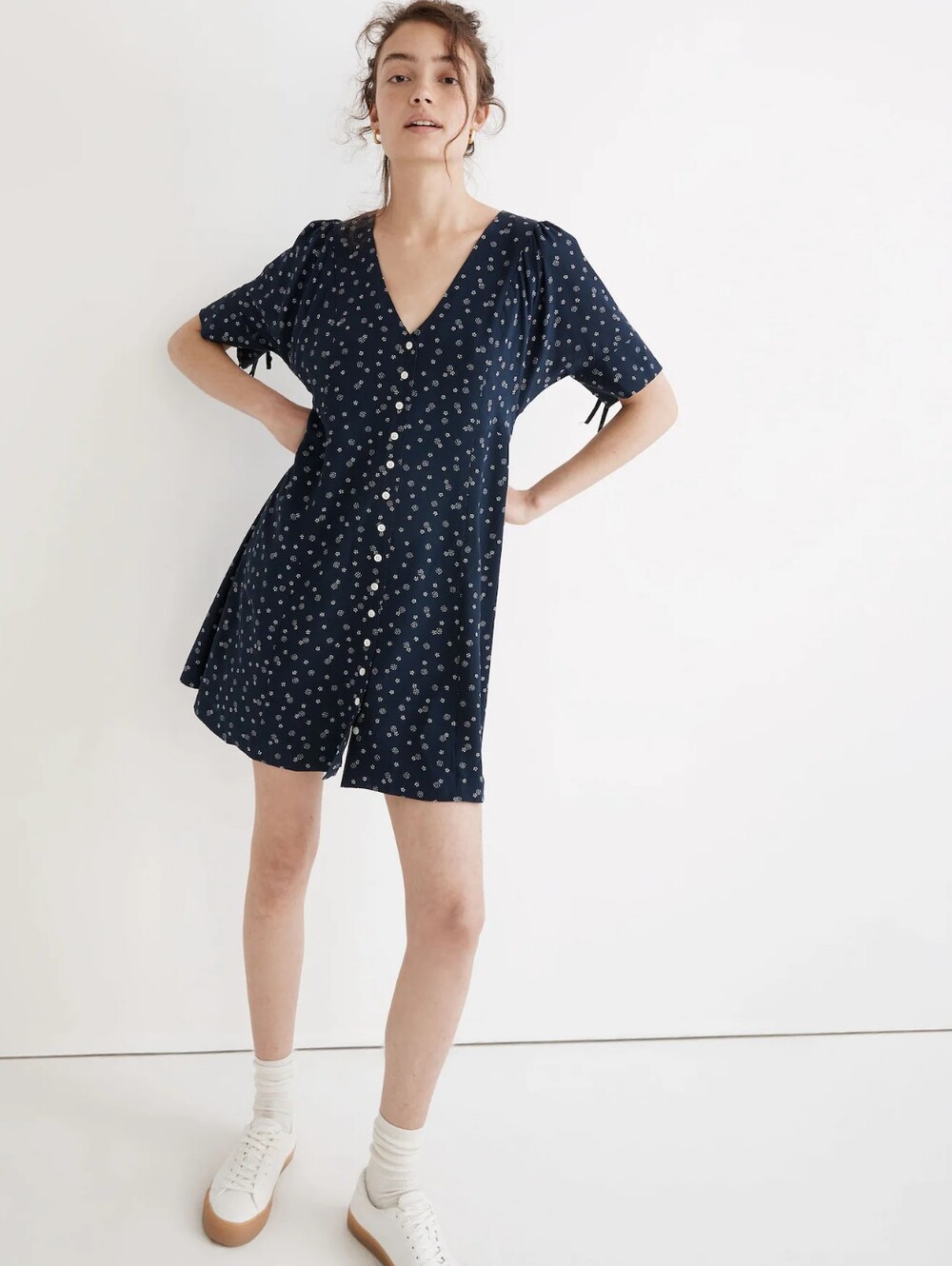 Madewell Silk Button-Front Mini Dress in Bandana Flower